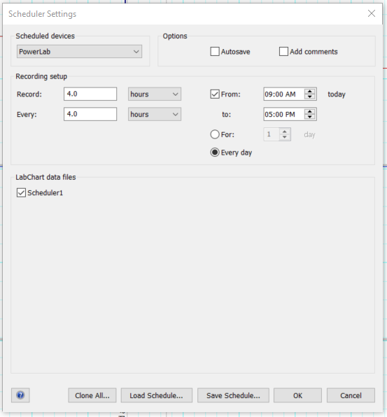 How do I automatically record and save data for multiple times and days ...